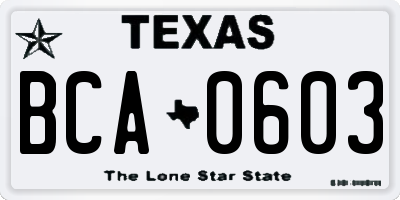 TX license plate BCA0603