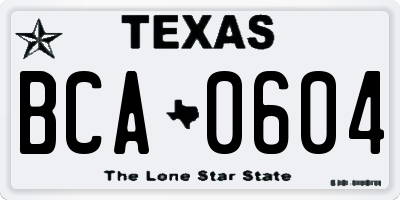 TX license plate BCA0604