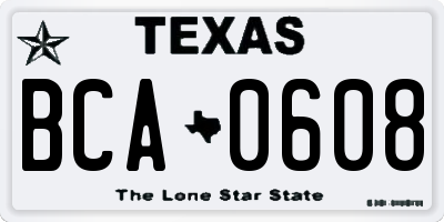 TX license plate BCA0608