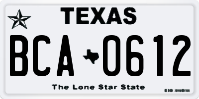 TX license plate BCA0612