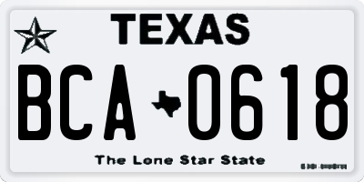 TX license plate BCA0618