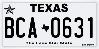 TX license plate BCA0631