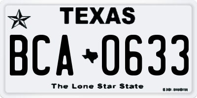 TX license plate BCA0633