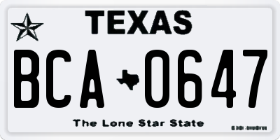 TX license plate BCA0647