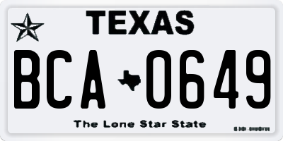 TX license plate BCA0649