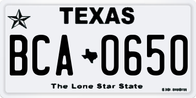 TX license plate BCA0650
