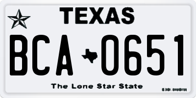 TX license plate BCA0651