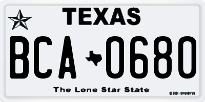 TX license plate BCA0680