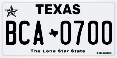 TX license plate BCA0700