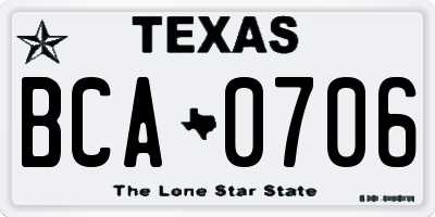 TX license plate BCA0706