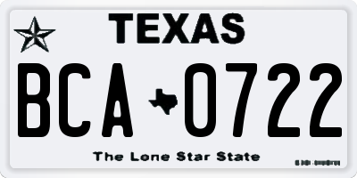 TX license plate BCA0722