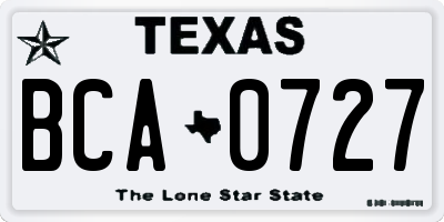 TX license plate BCA0727