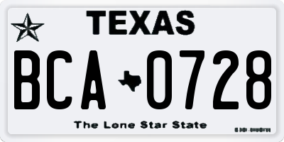 TX license plate BCA0728