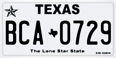 TX license plate BCA0729