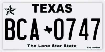 TX license plate BCA0747