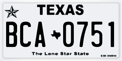 TX license plate BCA0751