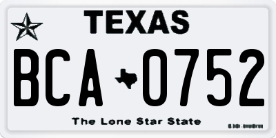 TX license plate BCA0752