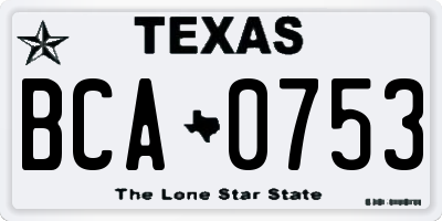 TX license plate BCA0753