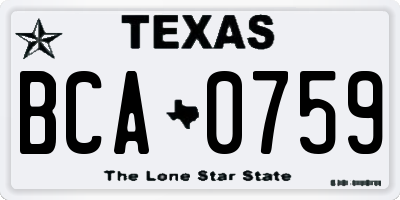 TX license plate BCA0759