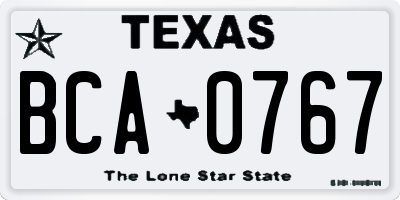 TX license plate BCA0767