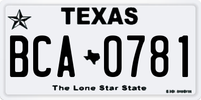 TX license plate BCA0781