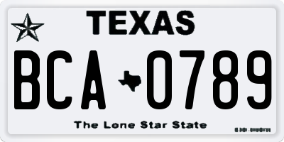 TX license plate BCA0789