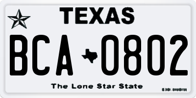 TX license plate BCA0802