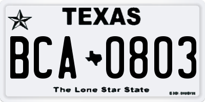 TX license plate BCA0803