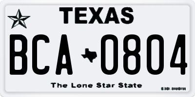 TX license plate BCA0804