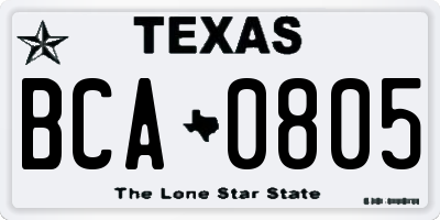 TX license plate BCA0805