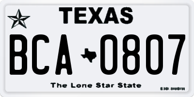 TX license plate BCA0807