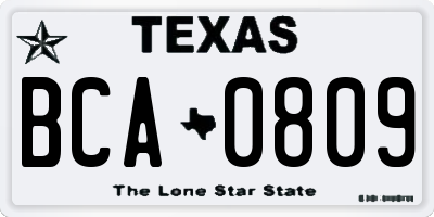TX license plate BCA0809