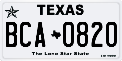 TX license plate BCA0820