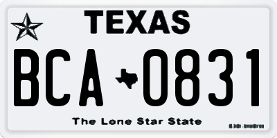 TX license plate BCA0831