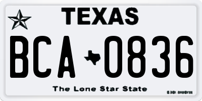 TX license plate BCA0836