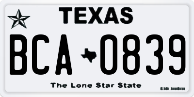TX license plate BCA0839
