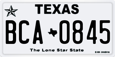 TX license plate BCA0845