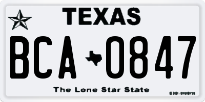 TX license plate BCA0847