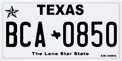 TX license plate BCA0850