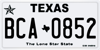 TX license plate BCA0852