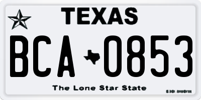 TX license plate BCA0853