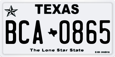 TX license plate BCA0865