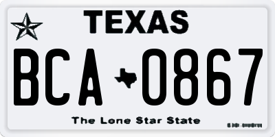 TX license plate BCA0867