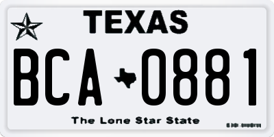 TX license plate BCA0881