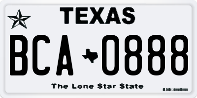 TX license plate BCA0888