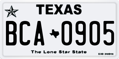 TX license plate BCA0905
