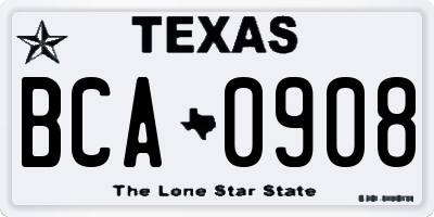 TX license plate BCA0908