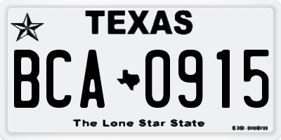 TX license plate BCA0915