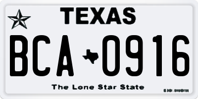 TX license plate BCA0916