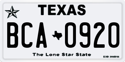 TX license plate BCA0920